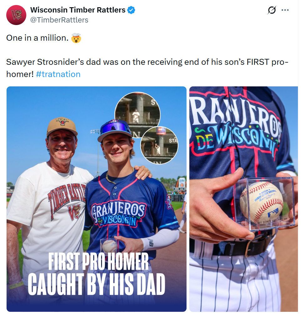 Father catches son's homer